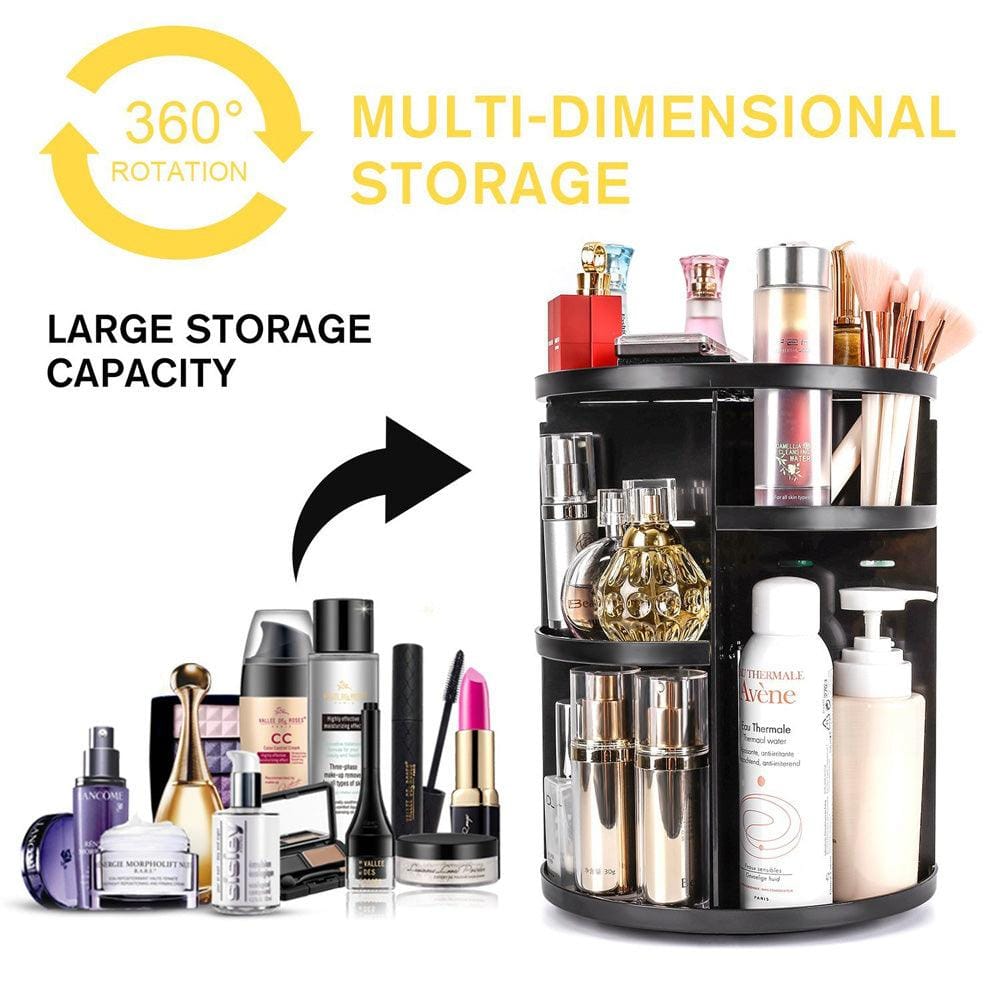 360 degrees Rotation Cosmetic Organizer - Black - EZ Life