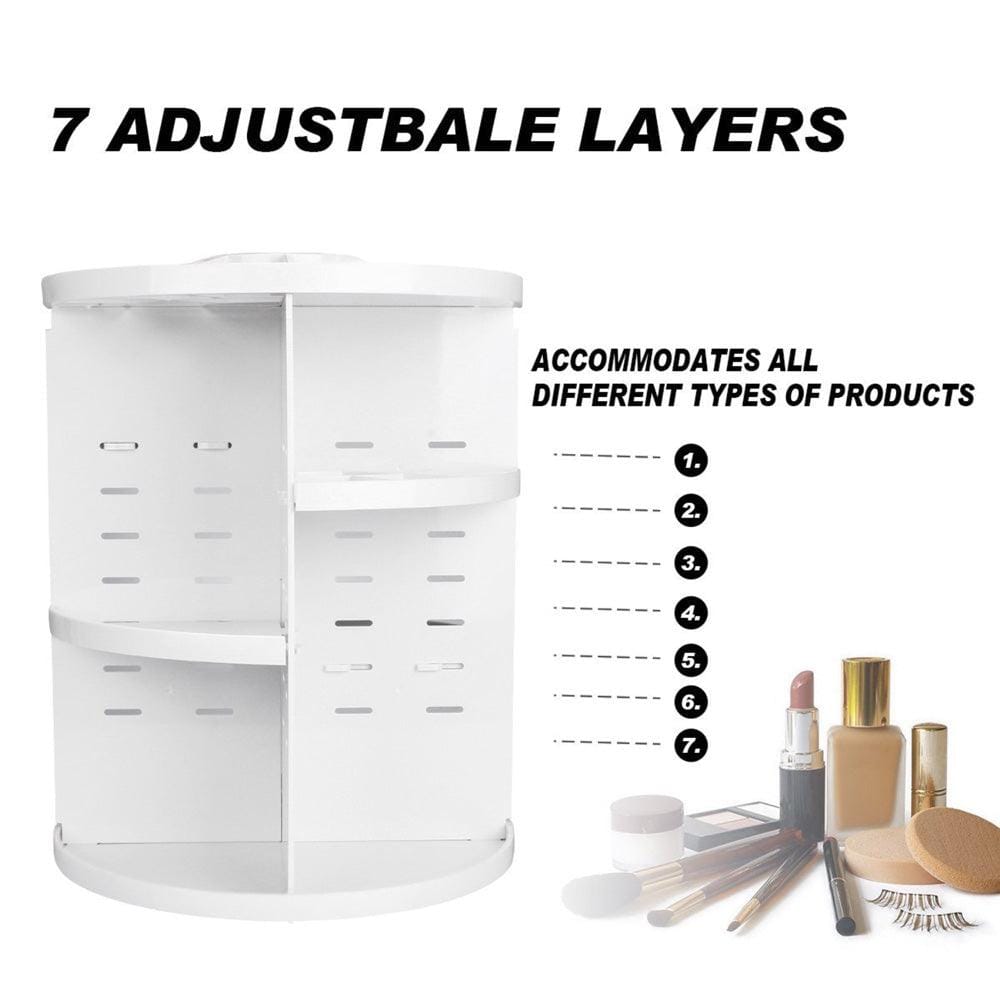 360 degrees Rotation Cosmetic Organizer - White - EZ Life