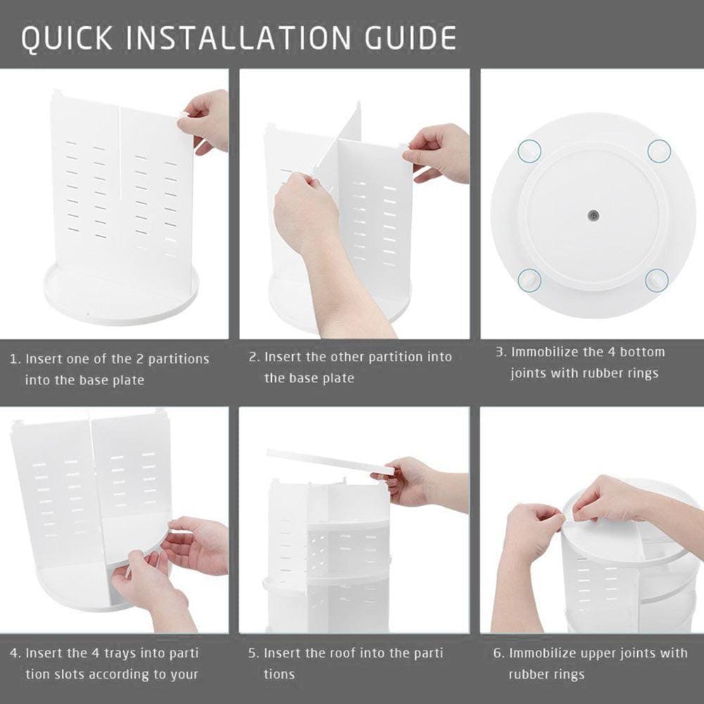 360 degrees Rotation Cosmetic Organizer - White - EZ Life
