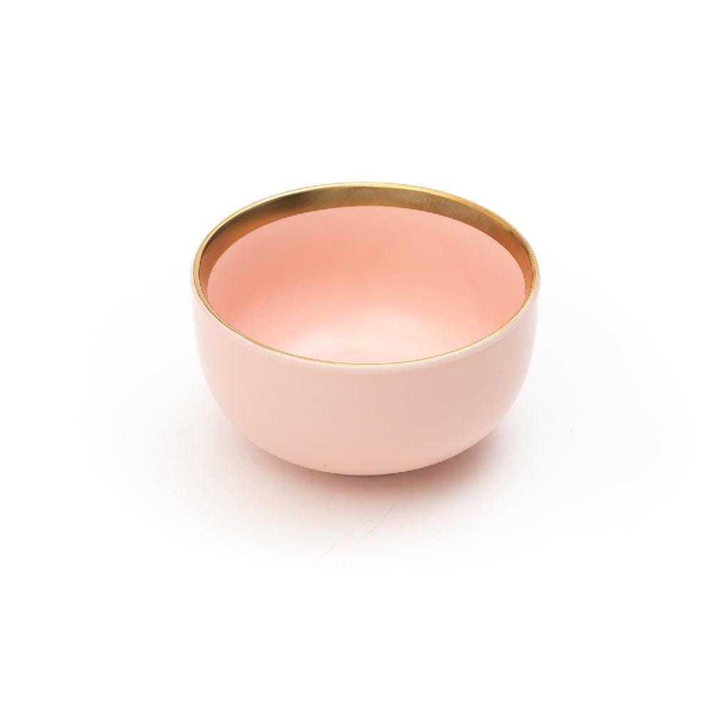 4.5 Inch Bowls - Matt Pink with Golden Rim - EZ Life