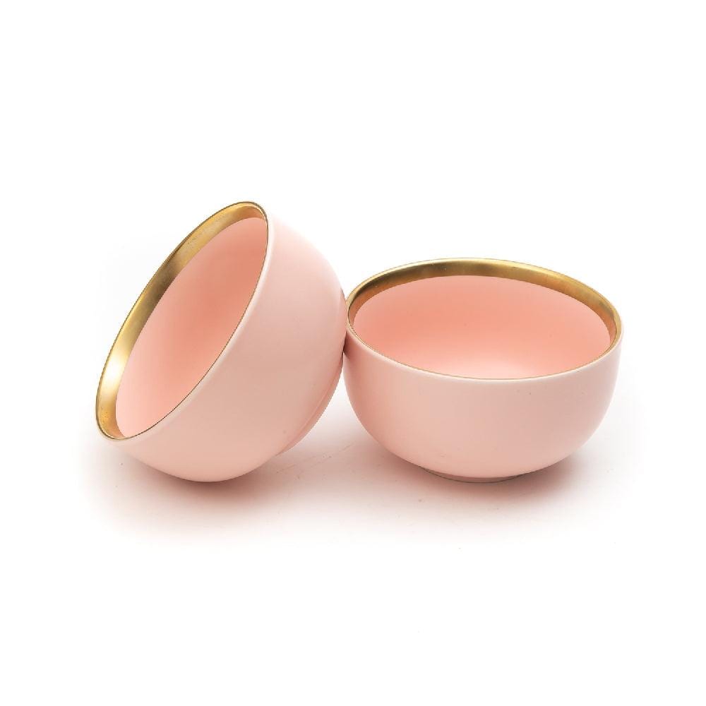 4.5 Inch Bowls - Matt Pink with Golden Rim - EZ Life
