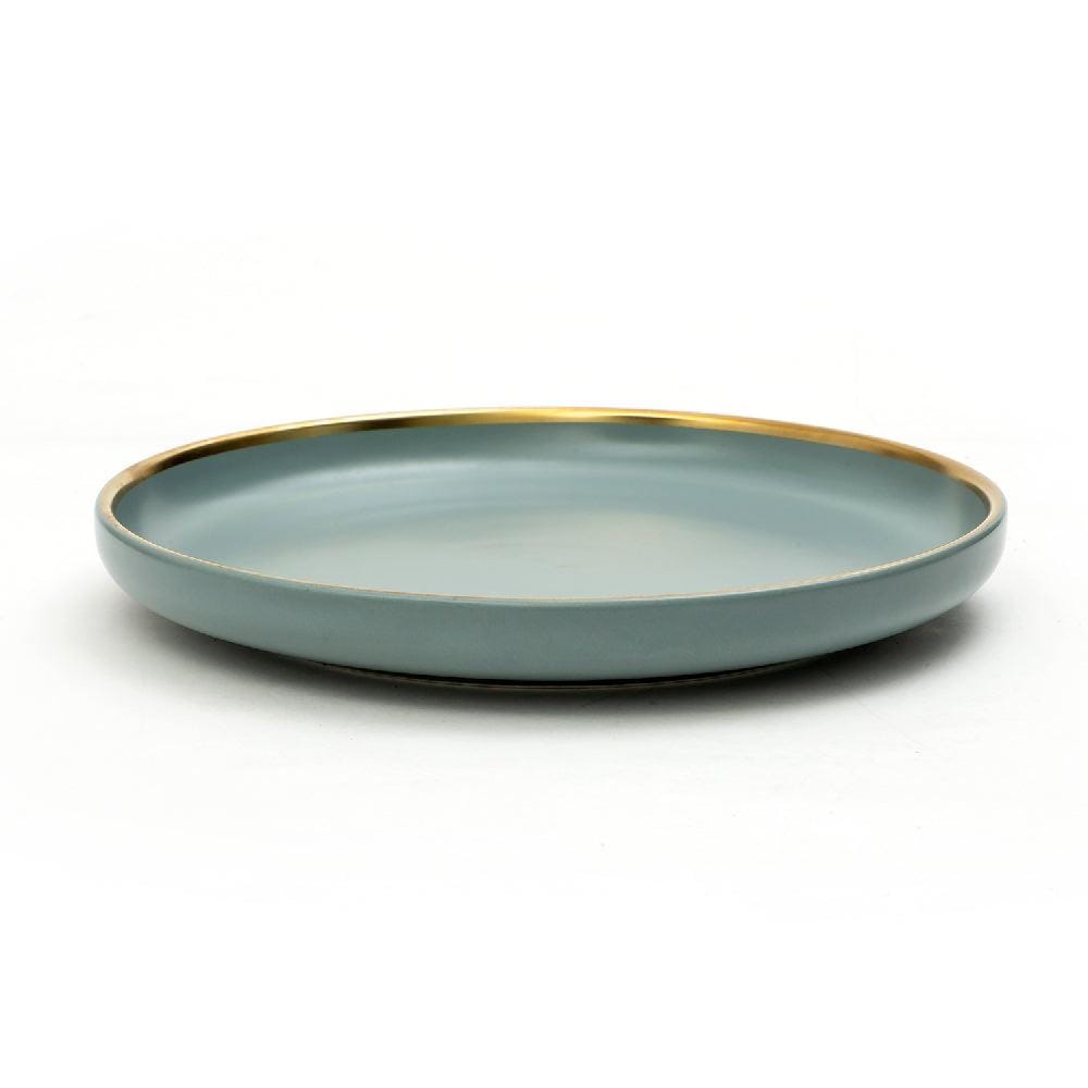 10 Inch Dinner Plate - Gray with Gold Rim - EZ Life