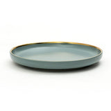 10 Inch Dinner Plate - Gray with Gold Rim - EZ Life