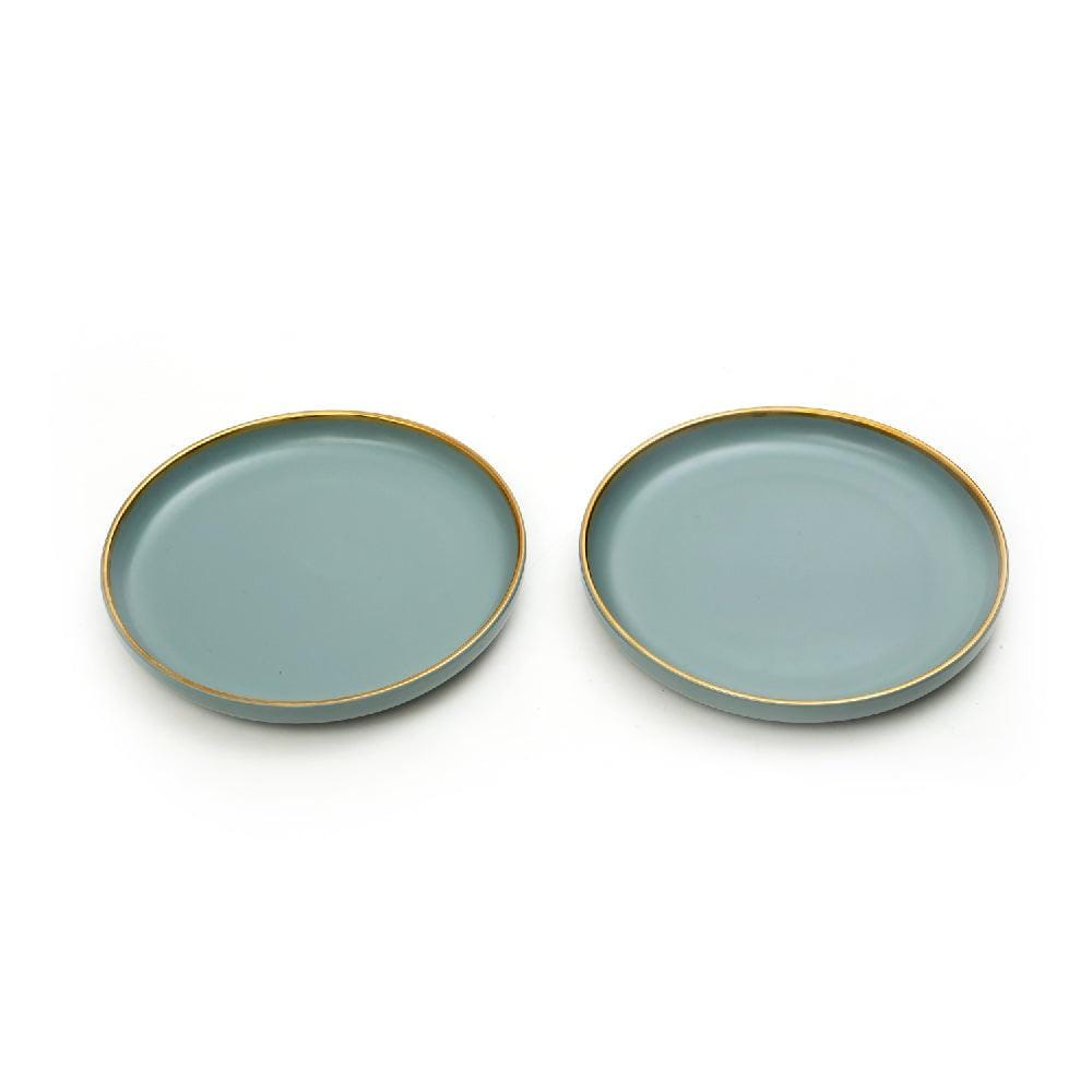 10 Inch Dinner Plate - Gray with Gold Rim - EZ Life