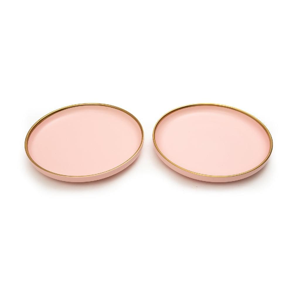 10 Inch Dinner Plate - Pink with Gold Rim - EZ Life