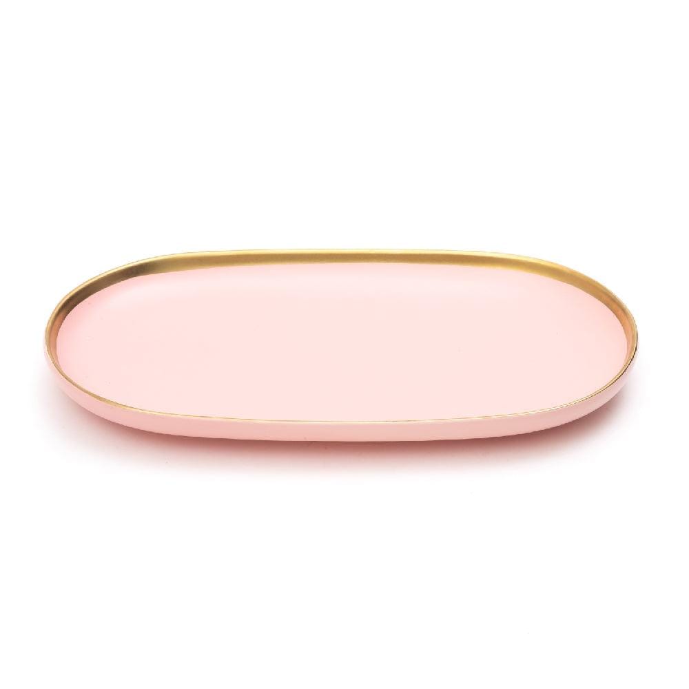 12 Inch Dinner Plate - Matt Pink with Gold Rim - EZ Life