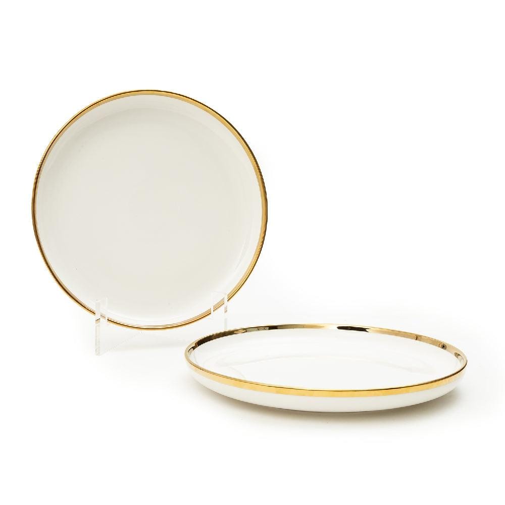 10 Inch Plate - Glossy White with Gold Lining - EZ Life