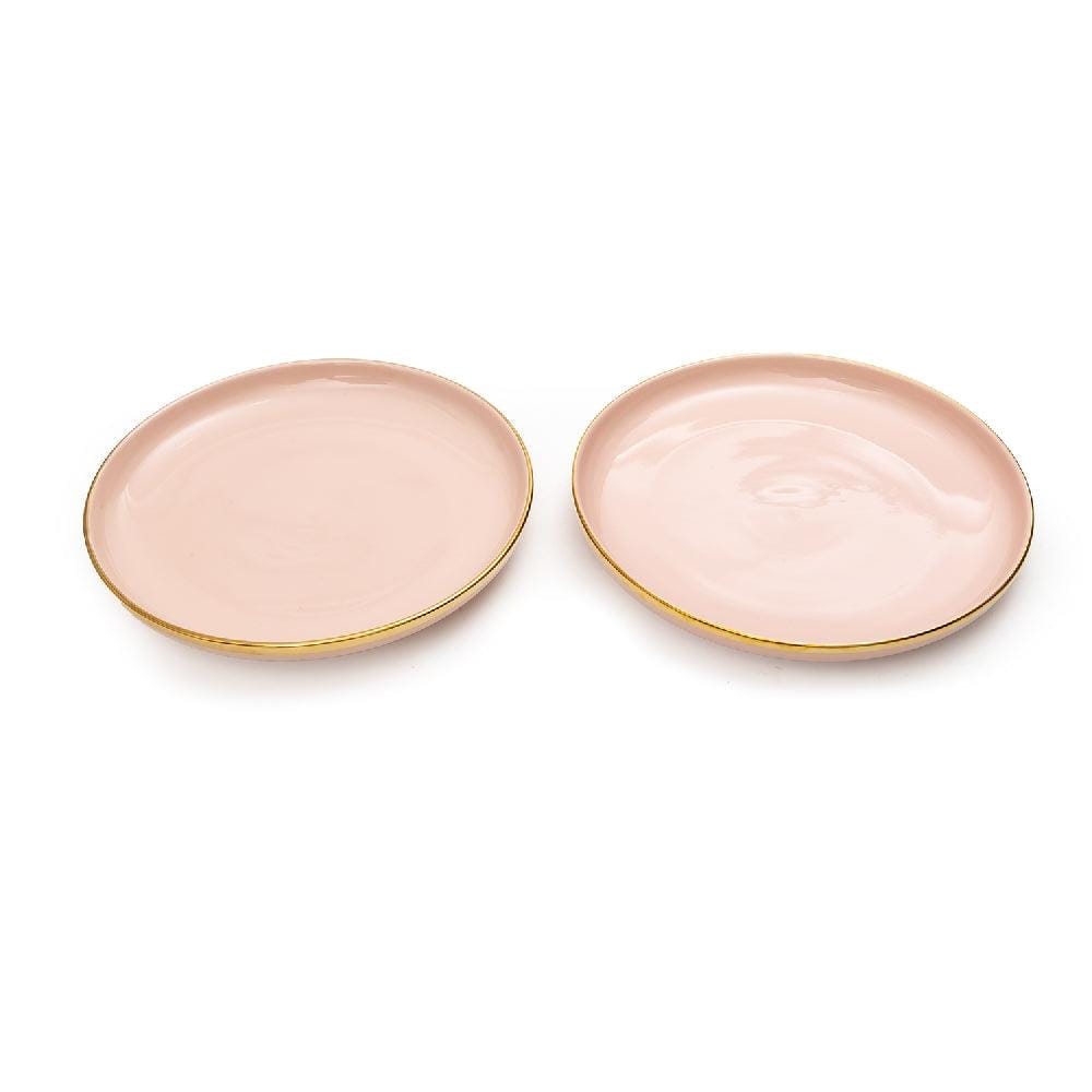 10 Inch Plate -Glossy Lotus Pink Colour with Gold Lining - EZ Life