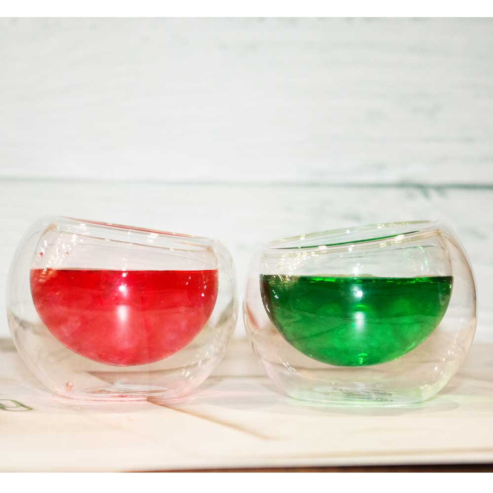 Borosilicate transparent Giggle Dessert Bowls glass, Ice Cream, Bowl Small Fruit Serving Starters Glass Bowls, Microwave Safe,Perfect use for home, Round Insulated Double Wall Glass Bowl, 80 ml, Pack of 2