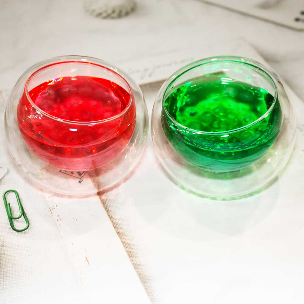 Borosilicate transparent Giggle Dessert Bowls glass, Ice Cream, Bowl Small Fruit Serving Starters Glass Bowls, Microwave Safe,Perfect use for home, Round Insulated Double Wall Glass Bowl, 80 ml, Pack of 2