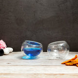 Borosilicate transparent Giggle Dessert Bowls glass, Ice Cream, Bowl Small Fruit Serving Starters Glass Bowls, Microwave Safe,Perfect use for home, Round Insulated Double Wall Glass Bowl, 80 ml, Pack of 2