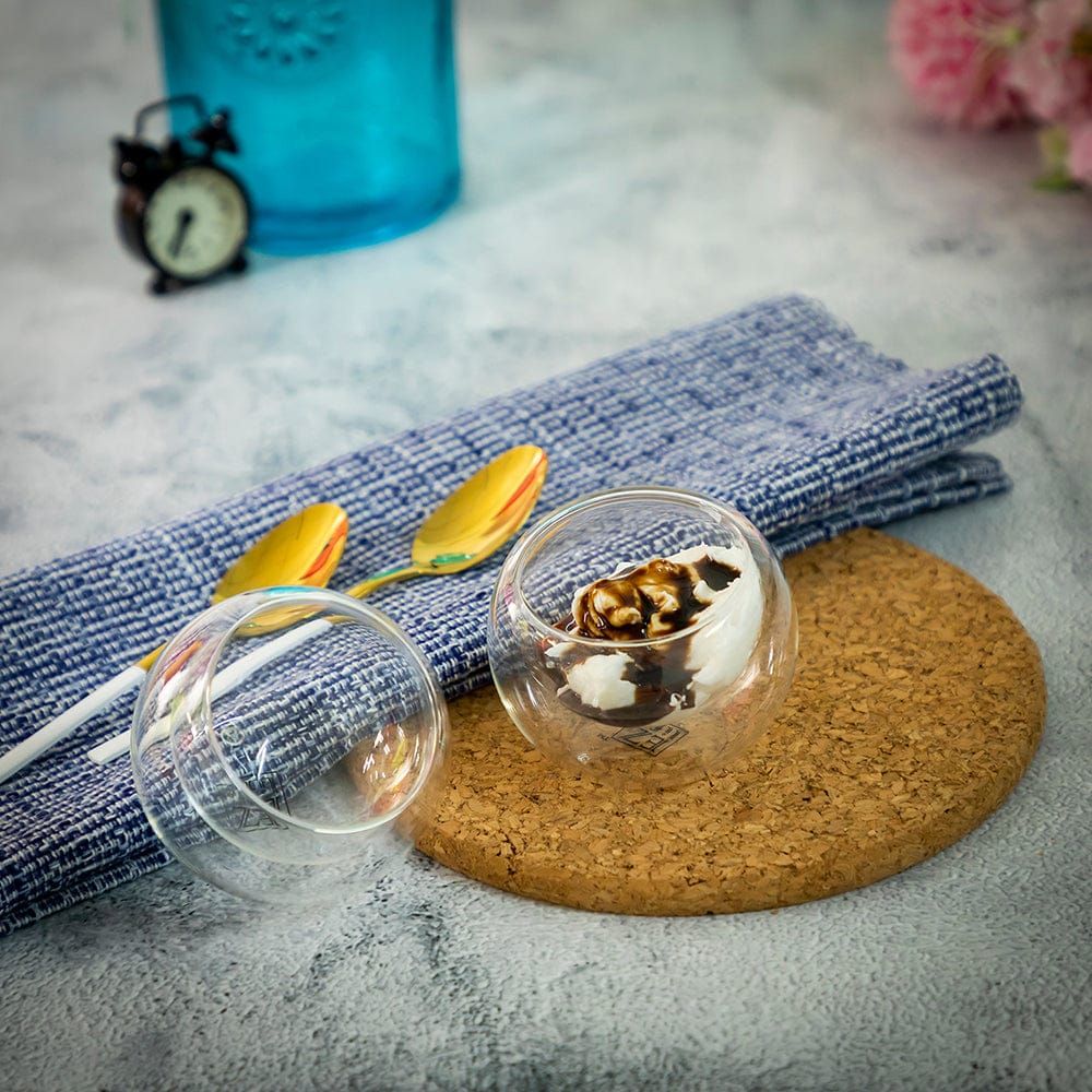Double Wall Glass Dessert & Starters Bowl (120 ml) (Pack of 4)