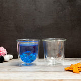 Borosilicate double Wall Delight Glass, Insulated transparent glass, Whiskey, Cocktail Glasses, Lightweight, Dishwasher Safe, Luxury Gift Set for Men or Women, friends, 250 ml, Pack of 2