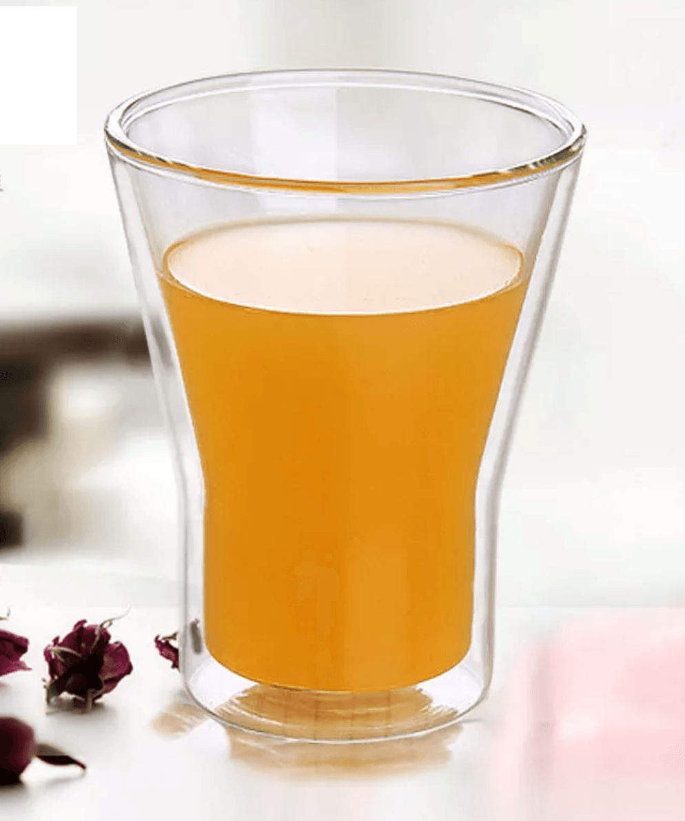 Borosilicate Double Wall Tropical Glass, Insulated Mug for Hot Cold Mug Tea Coffee, Drinking Glasses,Water Glasses, juice, Microwave & dishwasher safe, Light weight double wall glass, Perfect gift Set for Men,Women, Friend  - 300 ml - Pack of 1