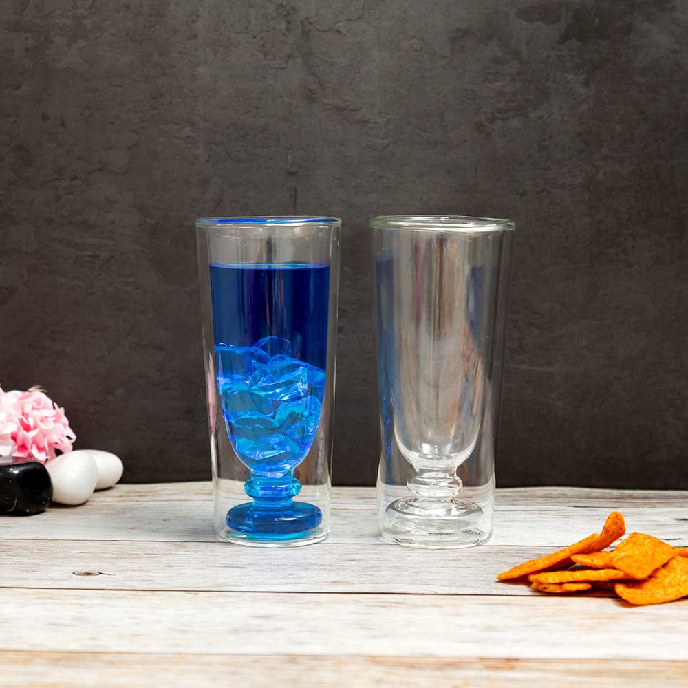 Borosilicate Double Wall Chic Glass, Unique Glass, Glassware Glass Ideal for Juice Lemon Soda Wine Scotch Cocktails & Any Beverage, Party Glass, Whisky Cocktails & Any Beverage - Transparent - 175 ml - Pack of 4