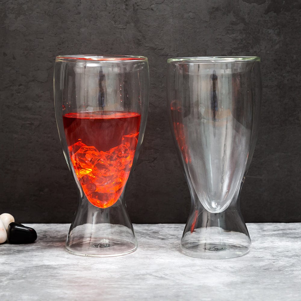 Borosilicate Double Wall Spruce Glass, Unique Glass, Glassware Glass Ideal for Juice Lemon Soda Wine Scotch Cocktails & Any Beverage, Party Glass, Whisky Cocktails & Any Beverage - Transparent - 350 ml - Pack of 1