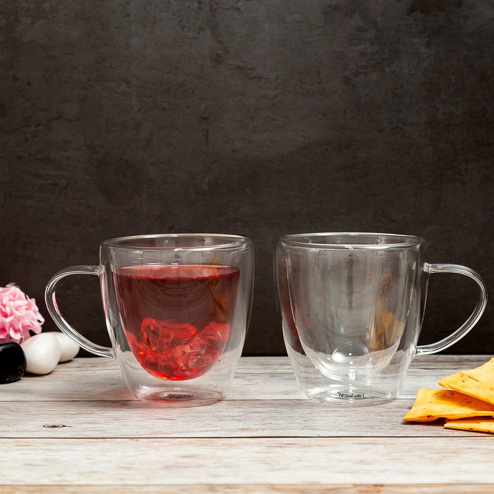 150/250/350ml Optional Coffee Tea Glass Mugs Double Wall Insulated Clear  Hot Drinking Cups