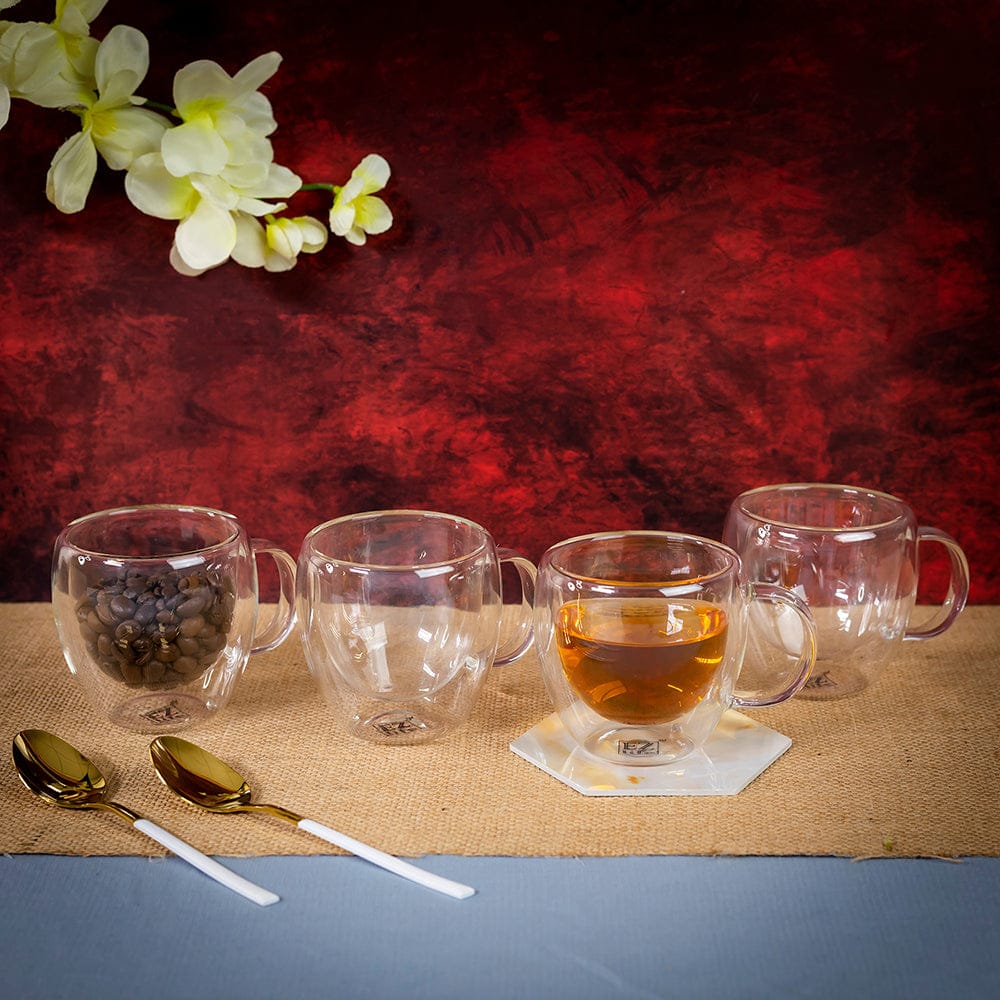 Double Wall Glass Culture Mugs (120 ml) (Pack of 4)