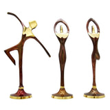 3 Dancing Brass Figurines with Antique Overlap Plating - EZ Life