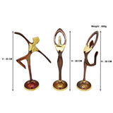 3 Dancing Brass Figurines with Antique Overlap Plating - EZ Life
