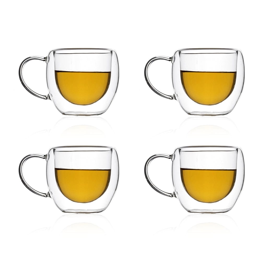 Double Wall Glass Culture Mugs (120 ml) (Pack of 4)