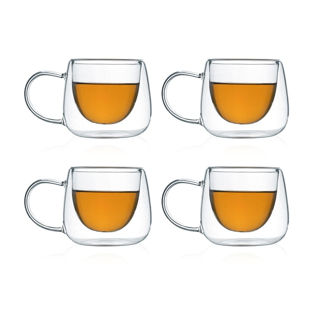 Double Wall Glass Cappuccino Mug (200 ml) (Pack of 4)
