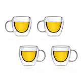 Double Wall Glass Cuppa Tea Mugs (150 ml) (Pack of 4)
