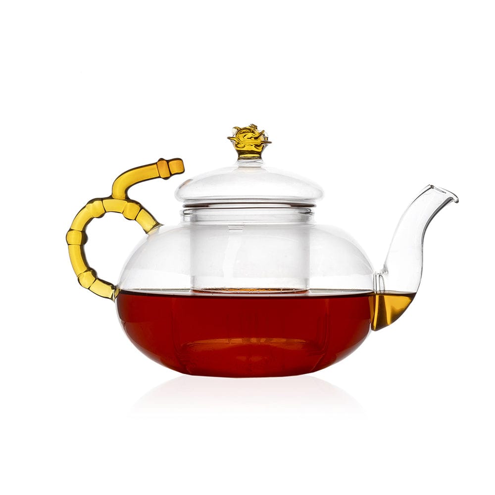 Vintage Glass Kettle / Tea Pot with Gold Handle & Infuser (450 ml)