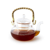 Flowers Glass Tea Pot with Bamboo Handle (800 ml)