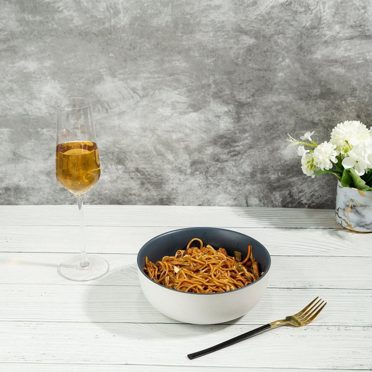 Sesame Matt Blue Pastel Ceramic Serving Bowl (7.25 Inch - 1000 ml)