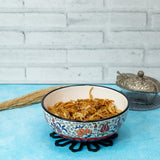 Tianzhu Bower Floral Red-Blue Ceramic Serving Bowls (7.5 Inch - 1000 ml) (Pack of 2)