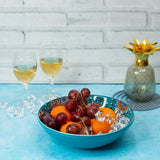 Majestic Teal Blue Peacock Ceramic Serving Bowls (8 Inch - 950 ml) (Pack of 2)