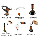 Black Sombre Wine Accessory Set (Silicon & Metal)