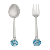 Blue Crystal Cutlery Set (Spoon & Fork)