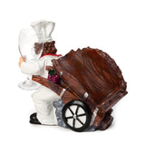 Foodie Chef Figurine Resin Bottle Holder Set (Barrels on Wheel)