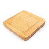 Bamboo Wood Cheese Serving Platter with in-built Single Drawer and 4 Cheese Tools with Wooden Handle Set