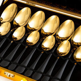 Splendour 24 Piece Stainelss Steel Cutlery Set in Classy Gift Box (Black & Gold)