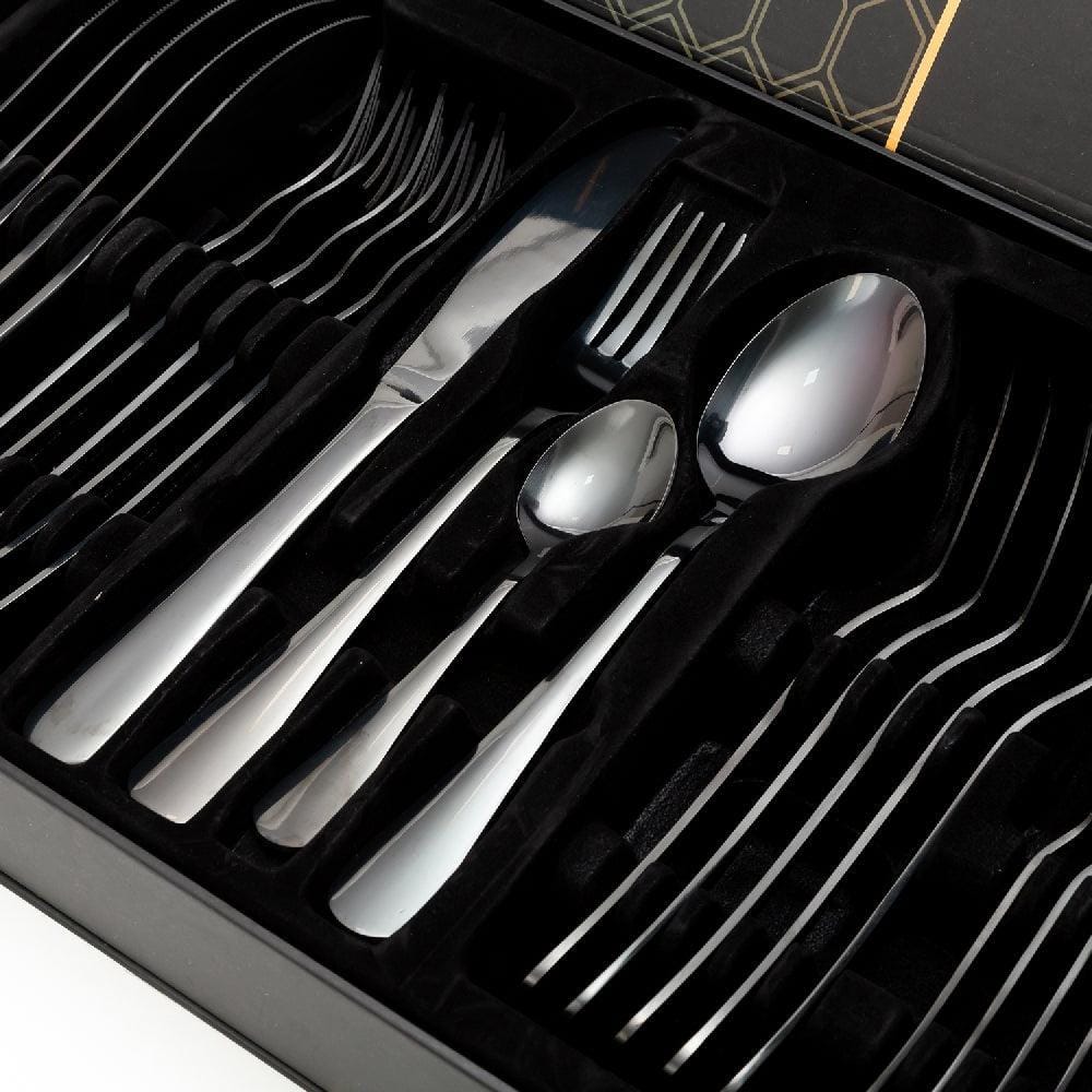 Enigma 24 Piece Stainless Steel Cutlery Set in Classy Gift Box (Black)