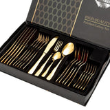 Aurelian 24 Piece Stainless Steel Cutlery Set in Classy Gift Box (Gold)