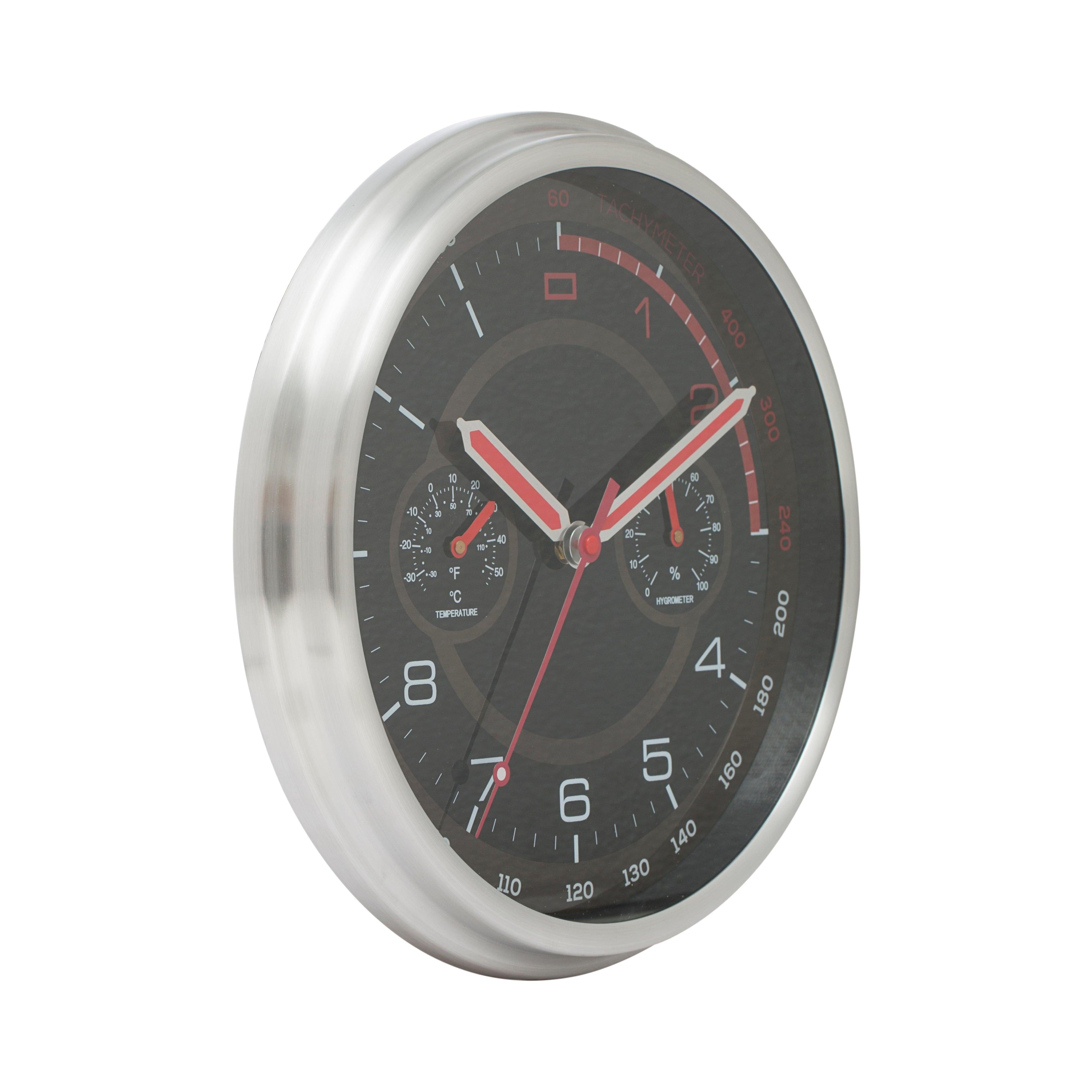 Aluminium Motor Sports Dashboard Wall Clock (Black & Silver)