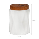 Tea, Coffee, Sugar - 3 White Ceramic Diamond Jars with Lid on Wooden Tray Set