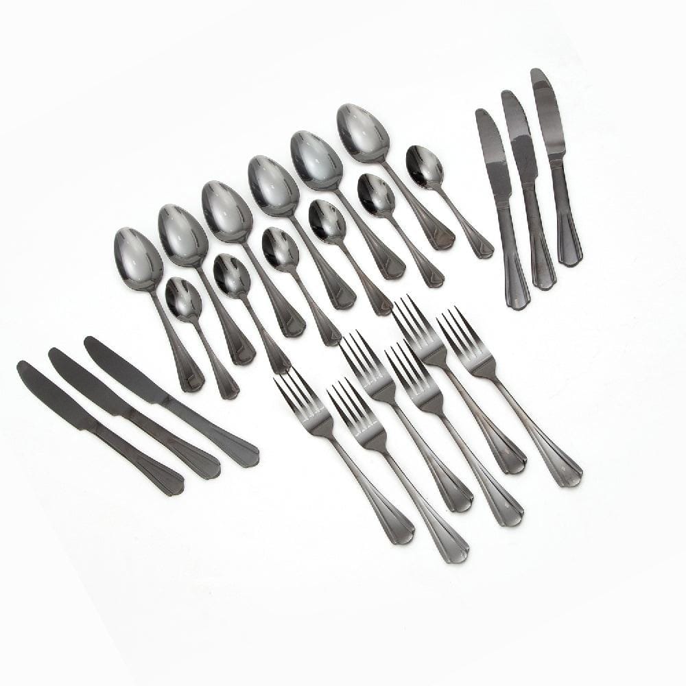 Aspa Dark 24 Piece Stainless Steel Cutlery Set in Classy Gift Box (Black Plated)