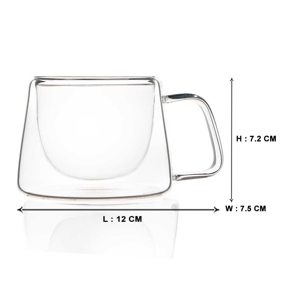 Double Wall Coniq Glass Mug (150 ml) (Pack of 4)