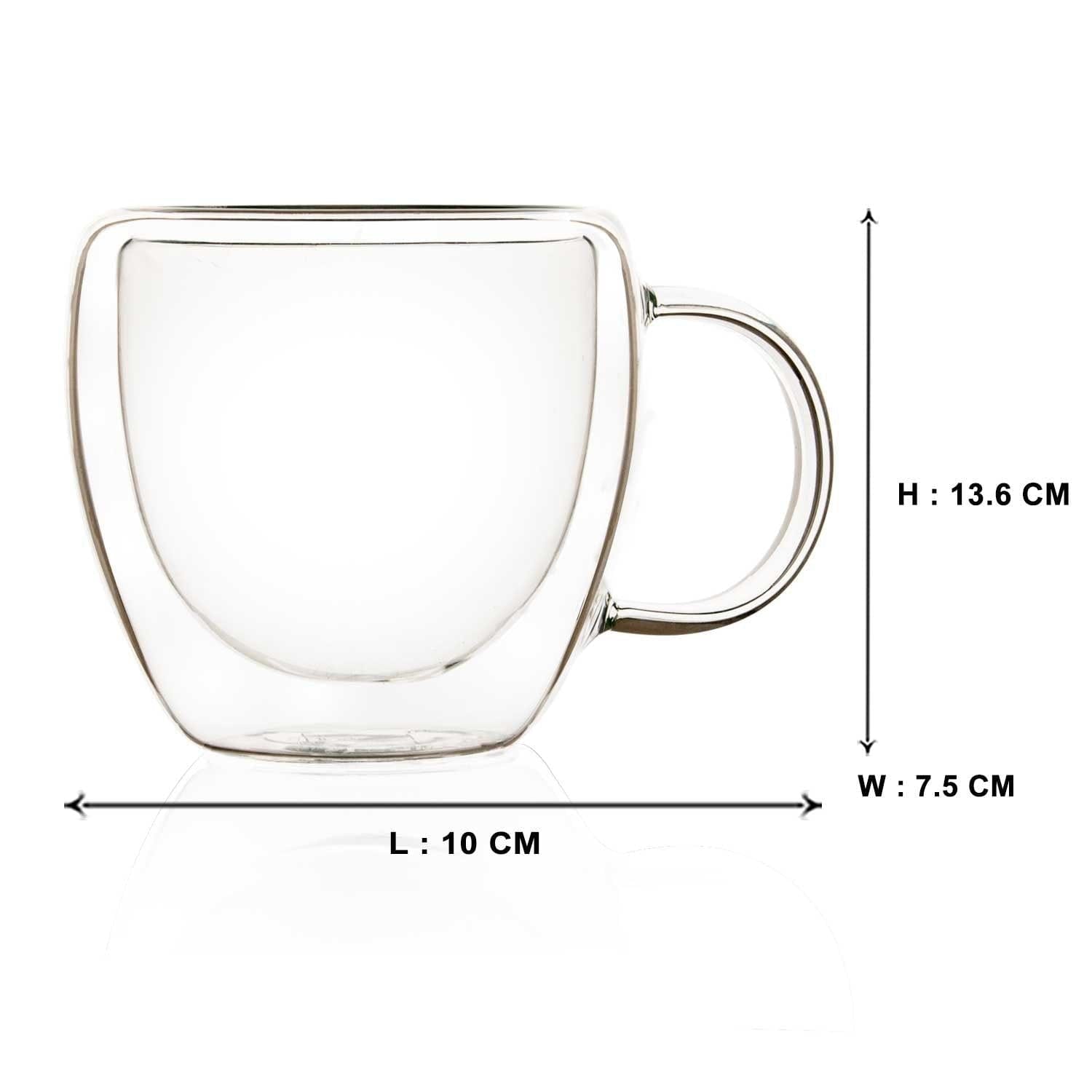 Double Wall Glass Cuppa Tea Mugs (150 ml) (Pack of 4)