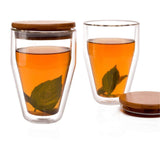 Double Wall Swag Glass with Bamboo Lid (300 ml) (Pack of 4)