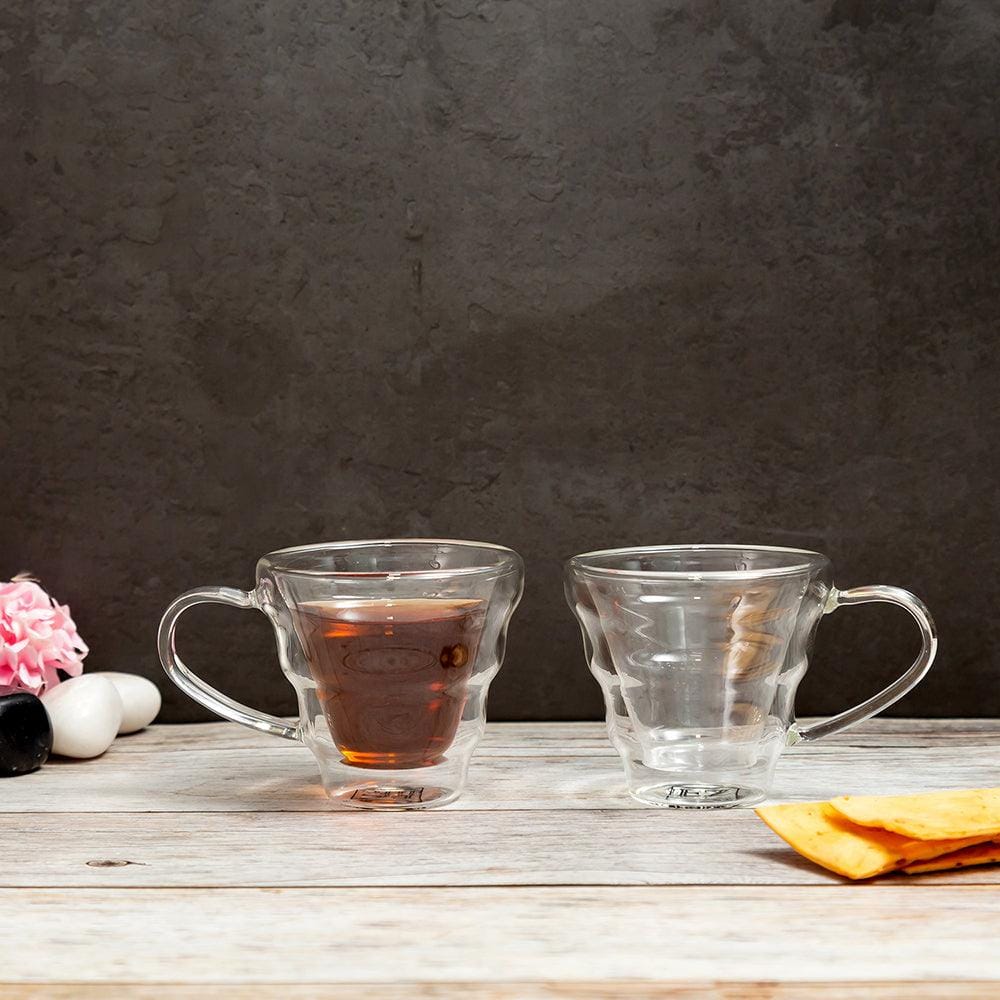 Double Wall Glass Spiral Mugs (200 ml) (Pack of 4)