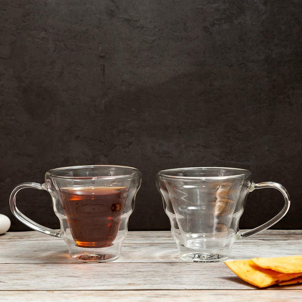 Double Wall Glass Spiral Mugs (200 ml) (Pack of 4)