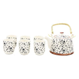 Elegant Floral Ceramic Tea Pot with SS Infuser & 6 Cups Set in Gift Box