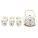 Elegant Floral Ceramic Tea Pot with SS Infuser & 6 Cups Set in Gift Box
