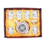 Elegant Floral Ceramic Tea Pot with SS Infuser & 6 Cups Set in Gift Box